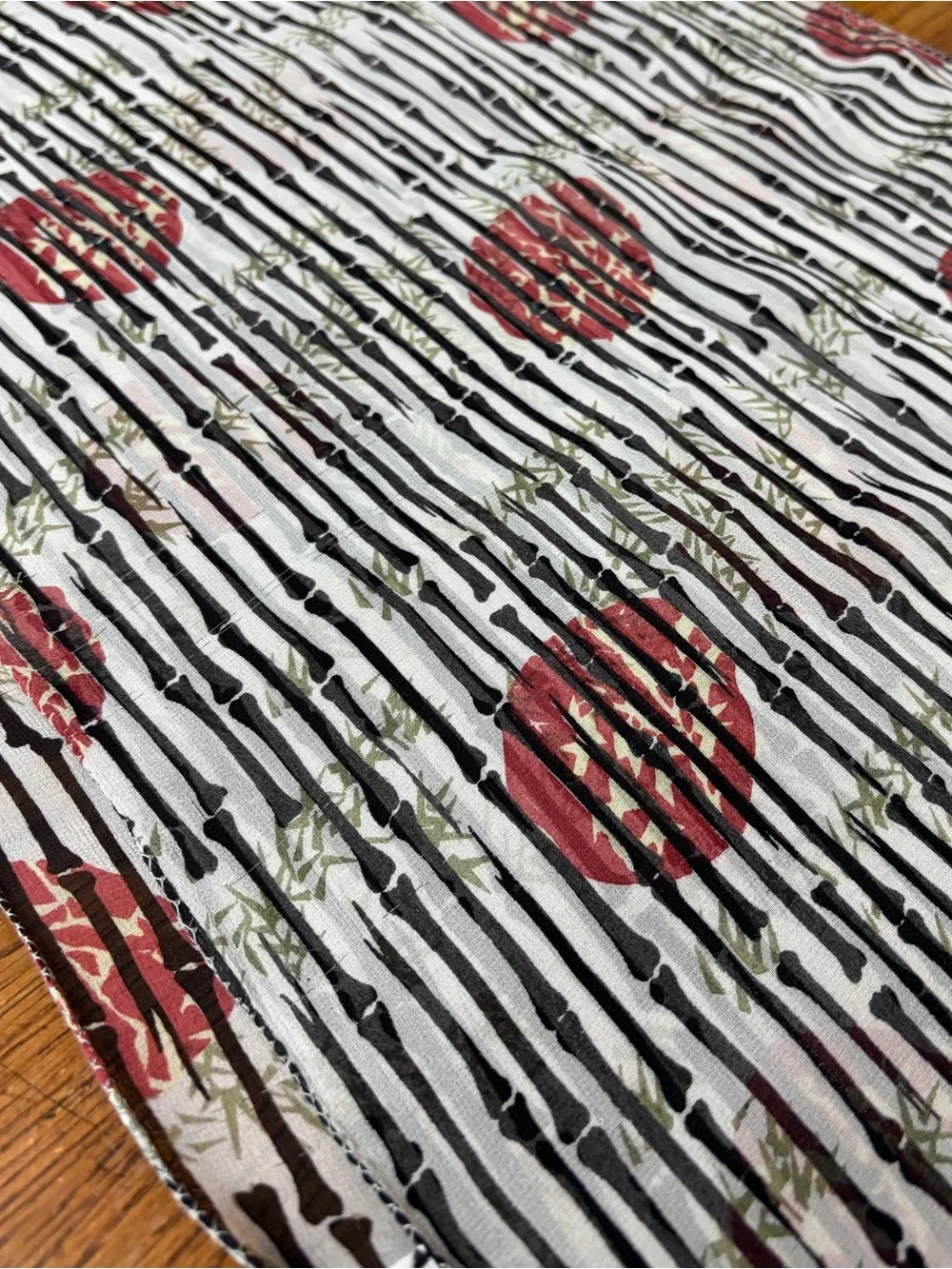 Chico’s 100% Silk Goth Skeleton Bones Rose Print Scarf 64” x 14”